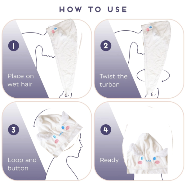 20356.png Premium Soft Microfiber Hair Drying Towel Wrap with Button (1 Pc)