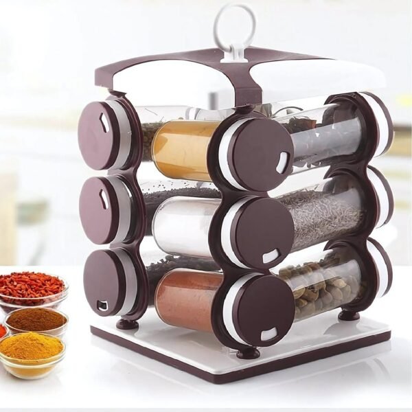 2036_12pcs_spice_rack_square.jpg Spice jar Set - Food Grade Plastic 12pcs Spice jar (Brown Box)