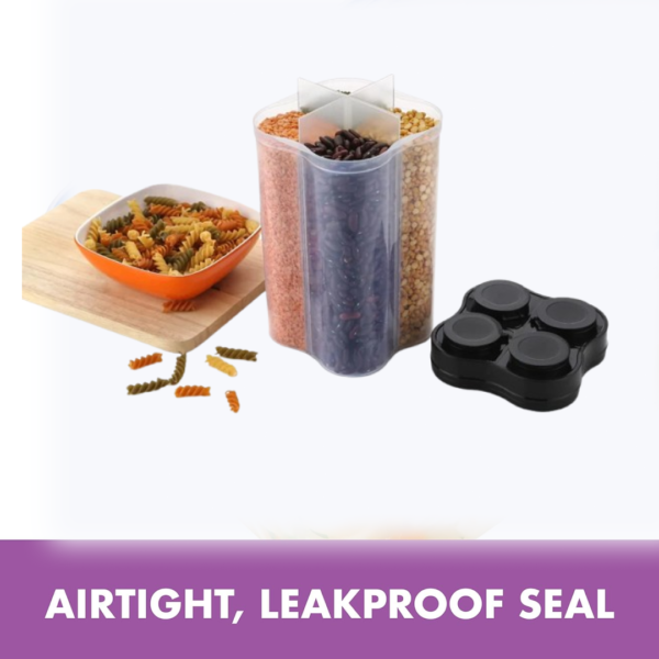 20442.png Plastic Lock Food Storage 4 Section Container Jar for Grocery, Fridge Container.