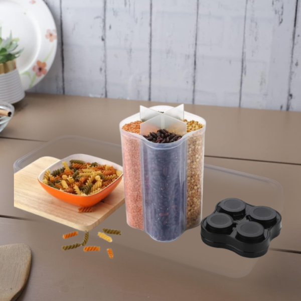 20444.png Plastic Lock Food Storage 4 Section Container Jar for Grocery, Fridge Container.