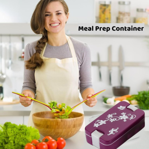 20510.png Leak-Proof Airtight Lunch Box with Spoon, 2 Compartments