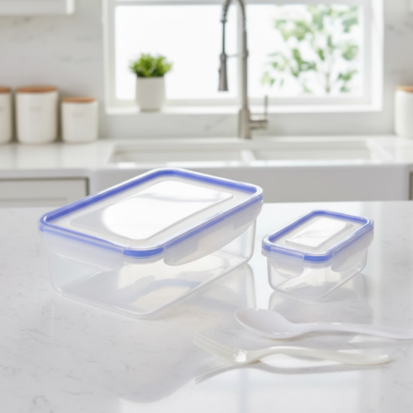 Multipurpose Air Tight 4 Side Lock Food Grade Lunch Box With Small Square Container