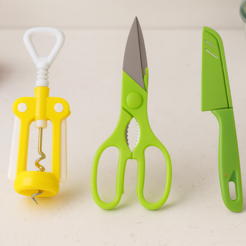 20659.png Multifunction Kitchen Tool Set – Stainless Steel & Plastic Knife and Scissors