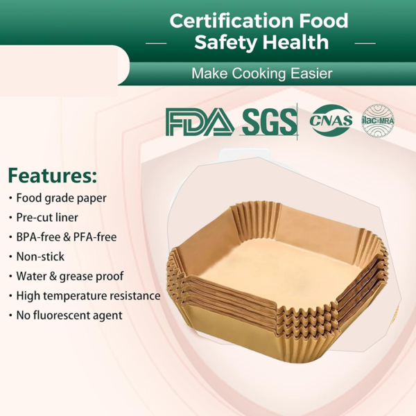 20704_16ced19d-a97e-4456-83dd-3d2196b92338.png Square Air Fryer Disposable Paper Liner (50 Pcs Set / 160mmx45mm)