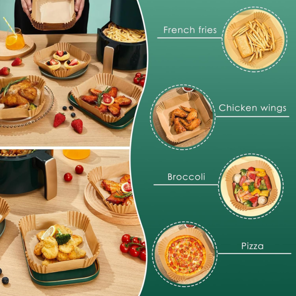20705_e59064ed-22b3-454d-9b2d-0851e81f4b4c.png Square Air Fryer Disposable Paper Liner (50 Pcs Set / 160mmx45mm)