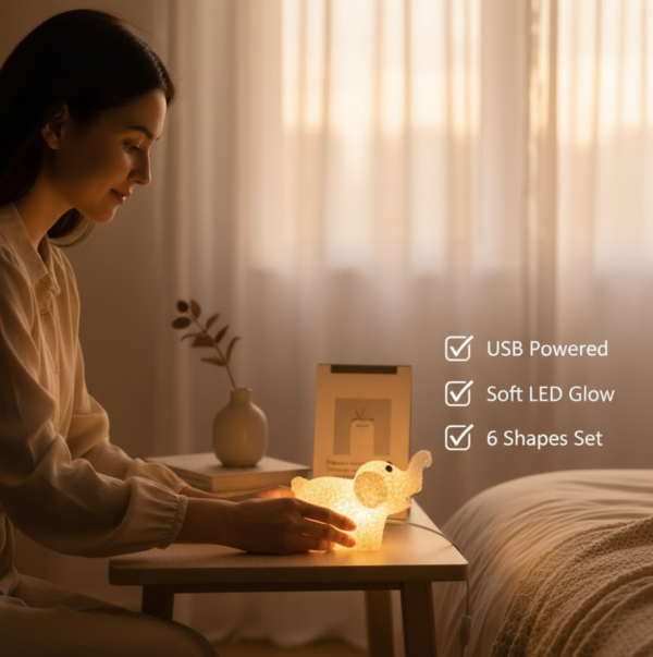 Christmas MULTI SHAPE SMALL LIGHT LAMPS LED SHAPE CRYSTAL  CHRISTMAS NIGHT LIGHT LAMP (6 PC SET)