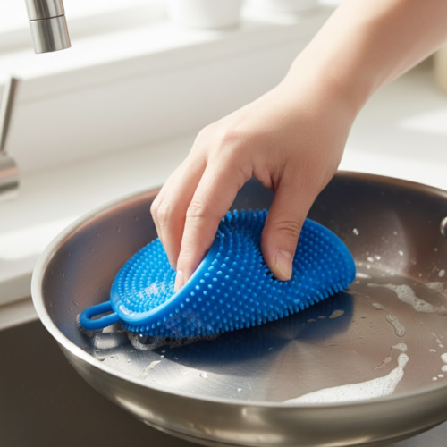 Silicone Dish Scrubber Sponge Mildew Free, Non Stick, Heat Resistant