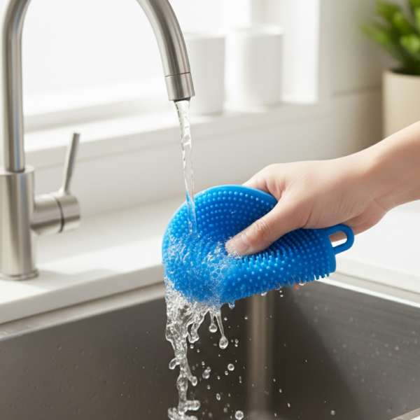 Silicone Dish Scrubber Sponge Mildew Free, Non Stick, Heat Resistant