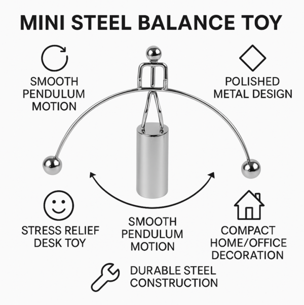 Mini Steel Balance Toy Newton Cradle Pendulum Desk Metal Decoration for Home Crafts