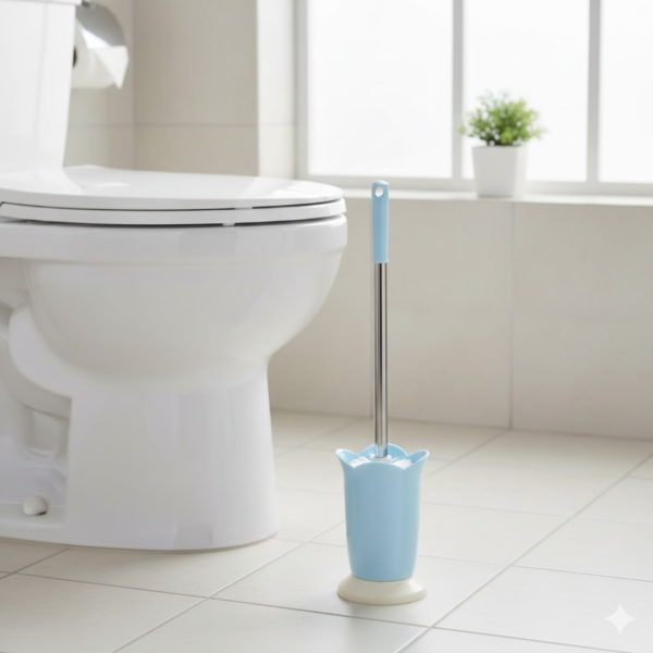 Toilet Plastic Brush with Holder Stand Western and Indian Toilet Bathroom Cleaning