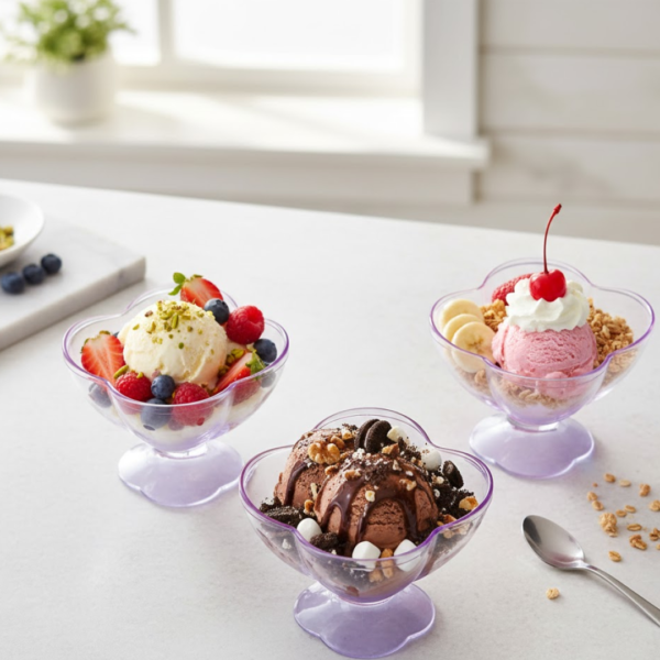 MODERN STYLE DESSERT & ICE CREAM BOWL PLASTIC 6PCS FOR HOME ,OFFICE,PARTY