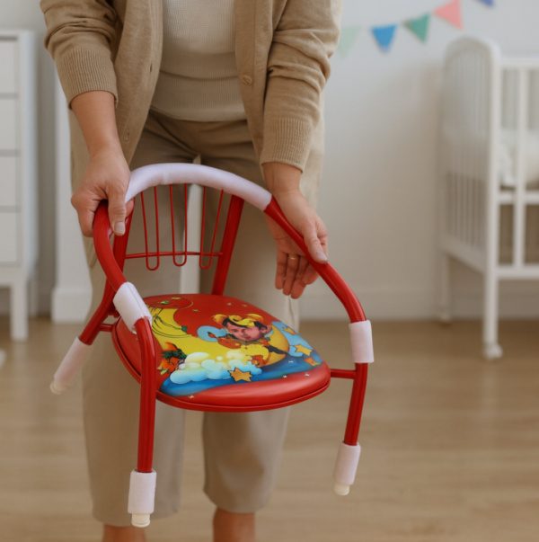 Multicolor Cartoon Design Baby Chair with Metal Backrest Soft Cushion for Kids 4 Pcs