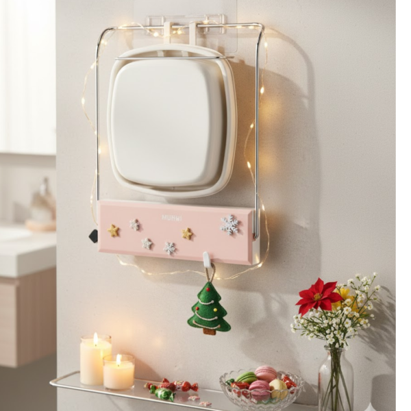 2092621074.png Wall-Mounted Foldable Wash Basin Storage Rack with Self-Adhesive Sticker