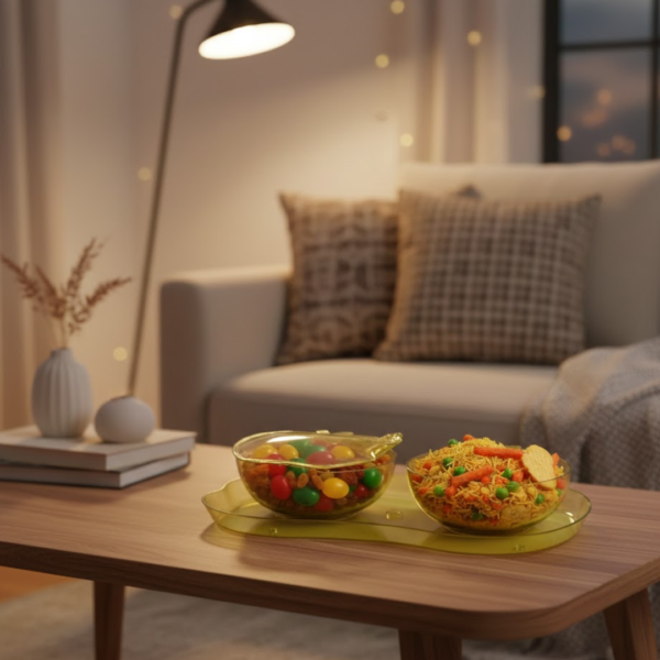 Apple Shape Tray Bowl Used For Serving Snacks And Various Food Stuffs.