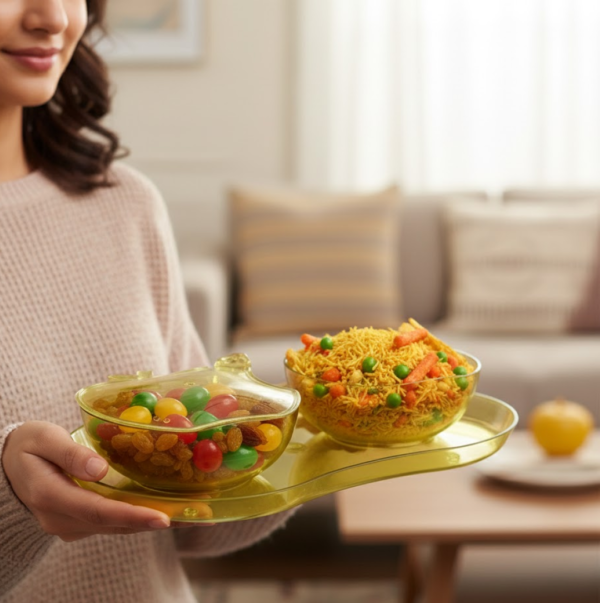 Apple Shape Tray Bowl Used For Serving Snacks And Various Food Stuffs.