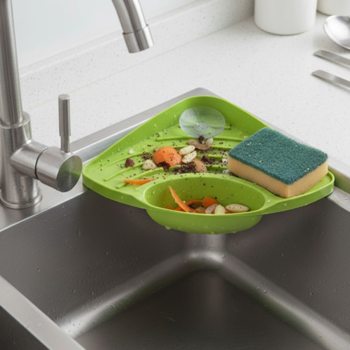 2092621252.png Corner Sink Strainer For Draining Kitchen Waste In Sinks And Wash Basins.