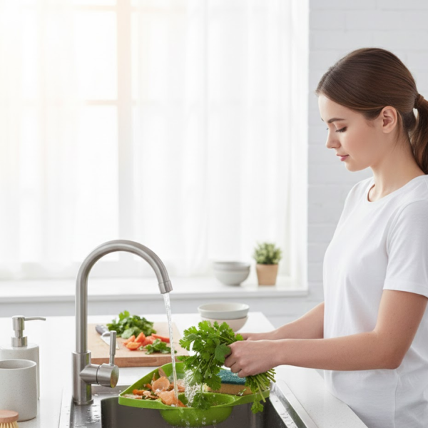 2092621253.png Corner Sink Strainer For Draining Kitchen Waste In Sinks And Wash Basins.
