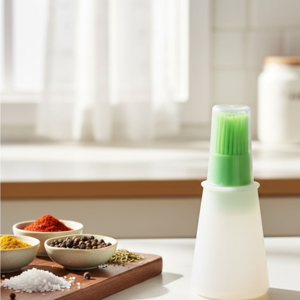 Silicone Cooking Oil Bottle With Basting Brush (Cap Not Include)