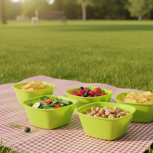 Square Plastic Bowl For Serving Food (Pack of 4)