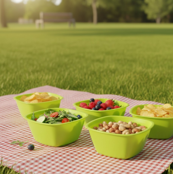 Square Plastic Bowl For Serving Food (Pack of 4)