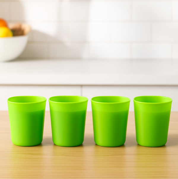 Plastic Drinking Glass Set For Drinking Milk Water Juice (Pack of 4)