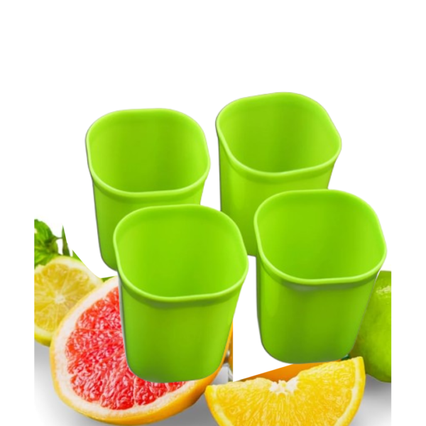 Plastic Drinking Glass Set For Drinking Milk Water Juice (Pack of 4)