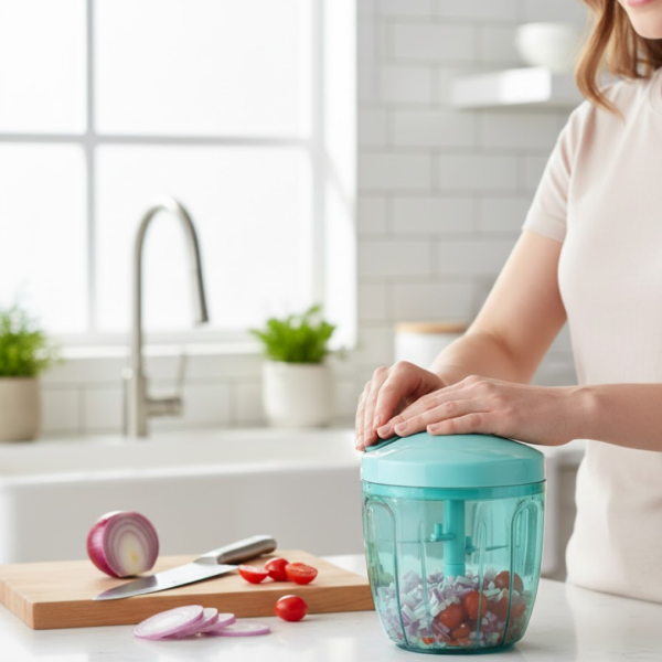 Manual Stainless Steel Handheld Vegetable Chopper with 5 Blades (750 ml)