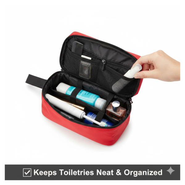 Portable Travel Hand Pouch / Shaving Kit Bag for Multipurpose Use (Red)