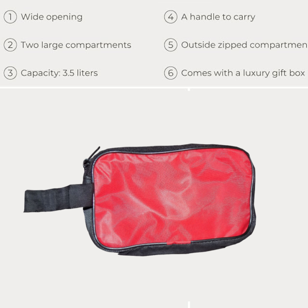 Portable Travel Hand Pouch / Shaving Kit Bag for Multipurpose Use (Red)