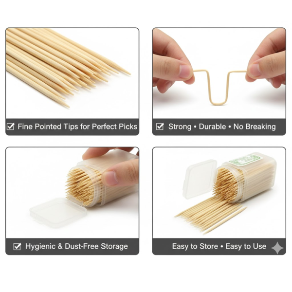 Wooden Toothpicks with Dispenser Box