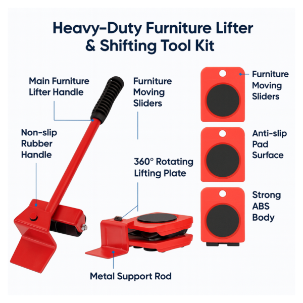 Heavy-Duty Furniture Lifter & Shifting Tool