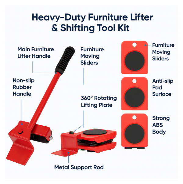 Heavy-Duty Furniture Lifter & Shifting Tool