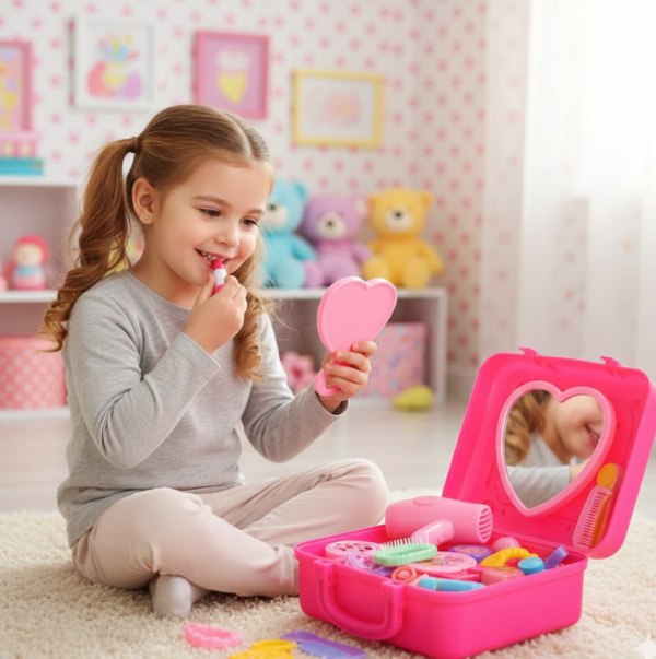 2092621493.png Beauty Make up Set for Kids Girls with Fold-able Suitcase (Multicolour)