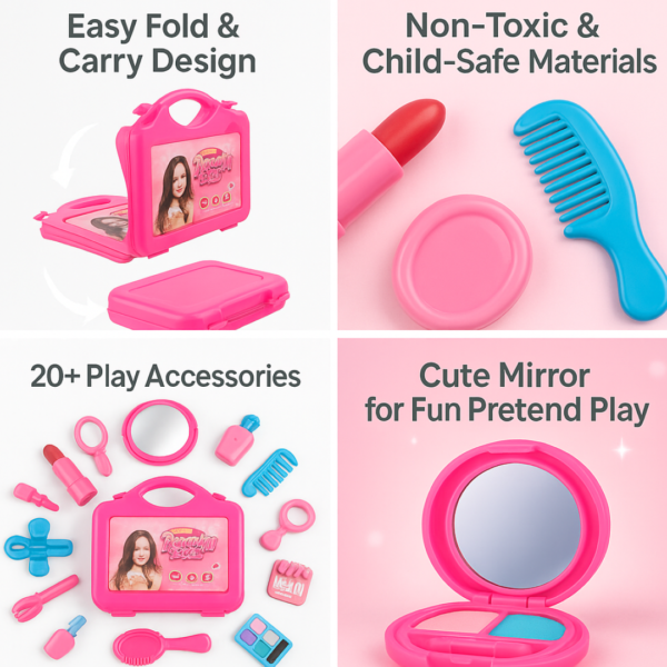 2092621494.png Beauty Make up Set for Kids Girls with Fold-able Suitcase (Multicolour)