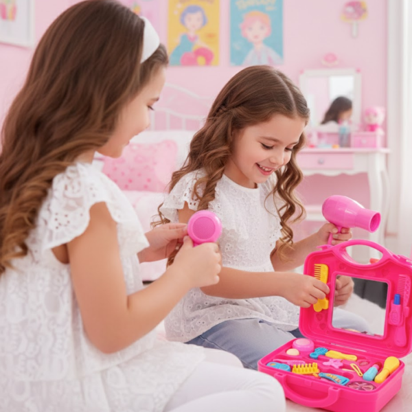 2092621495.png Beauty Make up Set for Kids Girls with Fold-able Suitcase (Multicolour)