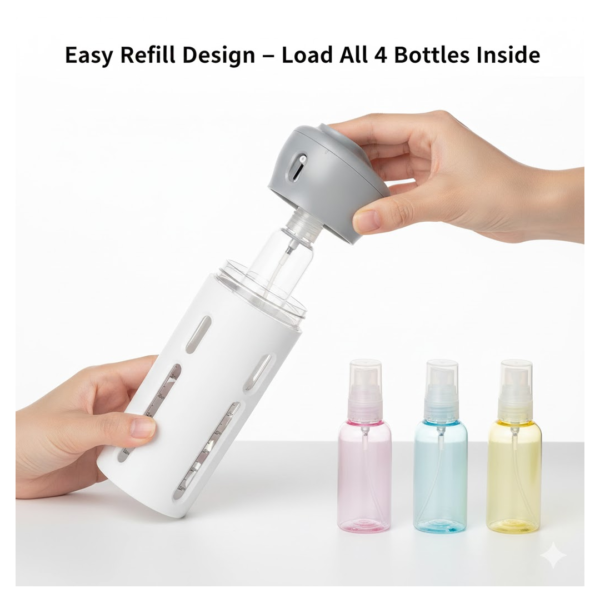2092621498.png 4 in 1 Travel Dispenser Bottle Set Travel Refillable Cosmetic Containers Set