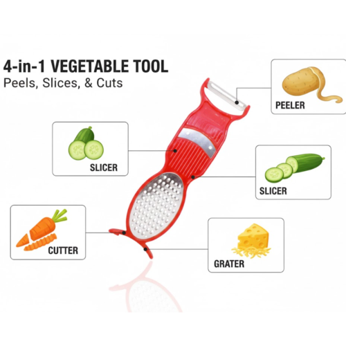 2092621499_970d45fa-d98b-4645-a15e-748c758d257b.png 4 in 1 Multi Purpose Vegetable Peeler / Slicer / Grater / Cutter