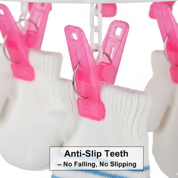 2092621516.png Plastic Round Cloth Drying Stand Hanger with 24 Clips (Multicolour)