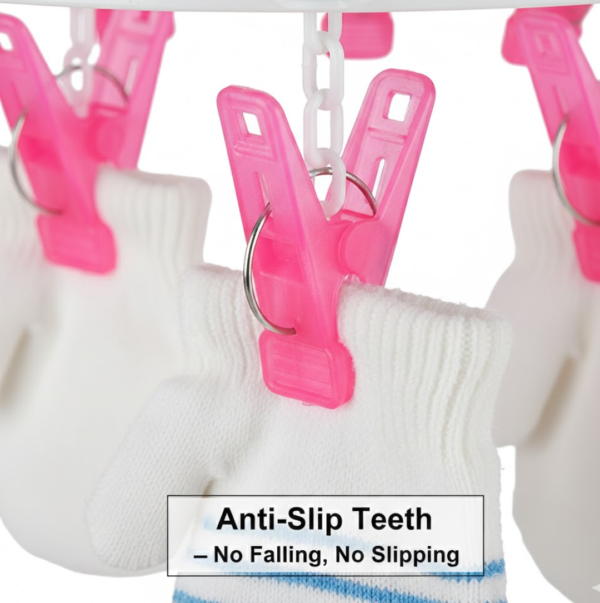 2092621516.png Plastic Round Cloth Drying Stand Hanger with 24 Clips (Multicolour)