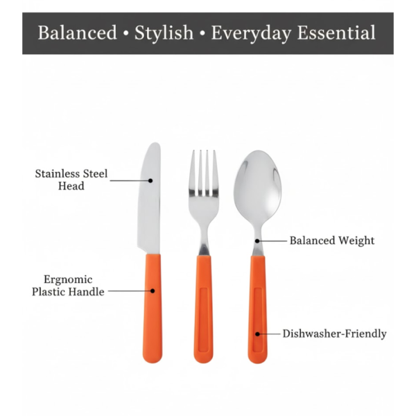 New Stylish 24 Pcs Plastic, Stainless Steel Cutlery Set (Pack of 24)