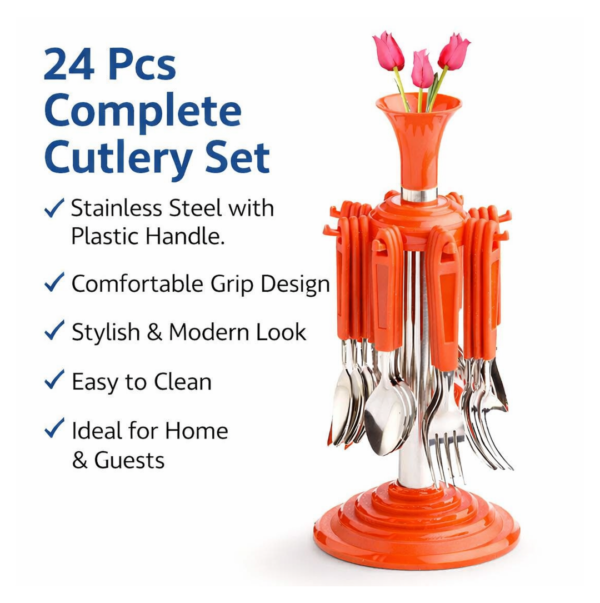 New Stylish 24 Pcs Plastic, Stainless Steel Cutlery Set (Pack of 24)