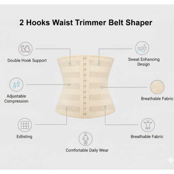 2 Hooks Waist Trimmer Belt Shaper Cincher Trimmer Body shape - (L)