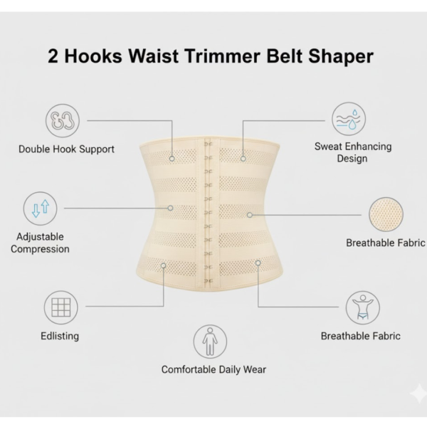 2 Hooks Waist Trimmer Belt Shaper Cincher Trimmer Body shape - (L)
