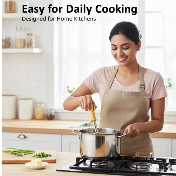 Stainless Steel Potato Masher, Pav Bhaji Masher with wooden handle