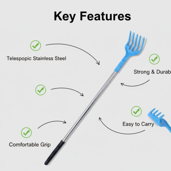 2092621602.png Scratcher Back, khujli stick, Telescopic Scratching Backscratcher Massager Kit