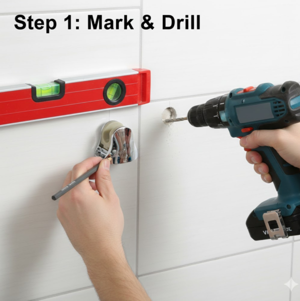 Adjustable Hand Shower Holder with Fixing Screws Adjustable Bracket for Bathroom