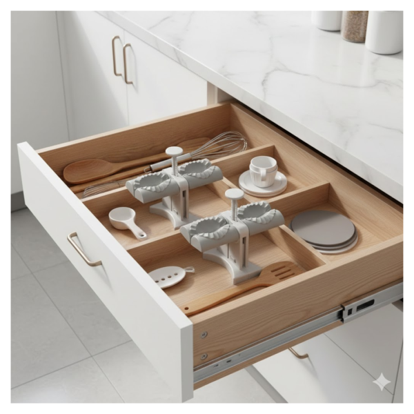 Double-Head Dumpling Maker Mold – Press Two Dumplings at Once (Brown Box)