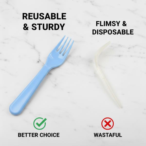 2092621676.png Reusable Heavy Weight Plastic Forks Serving Fork Set for Kitchen Travel Home 5 Pc