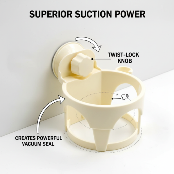 Hair Dryer Holder with Suction - Wall-Mount Bathroom Organizer for Women & Girls