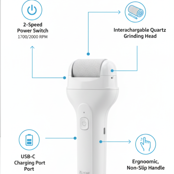 Portable Electric Foot File – Rechargeable Callus Remover & Pedicure Tool Smooth Feet